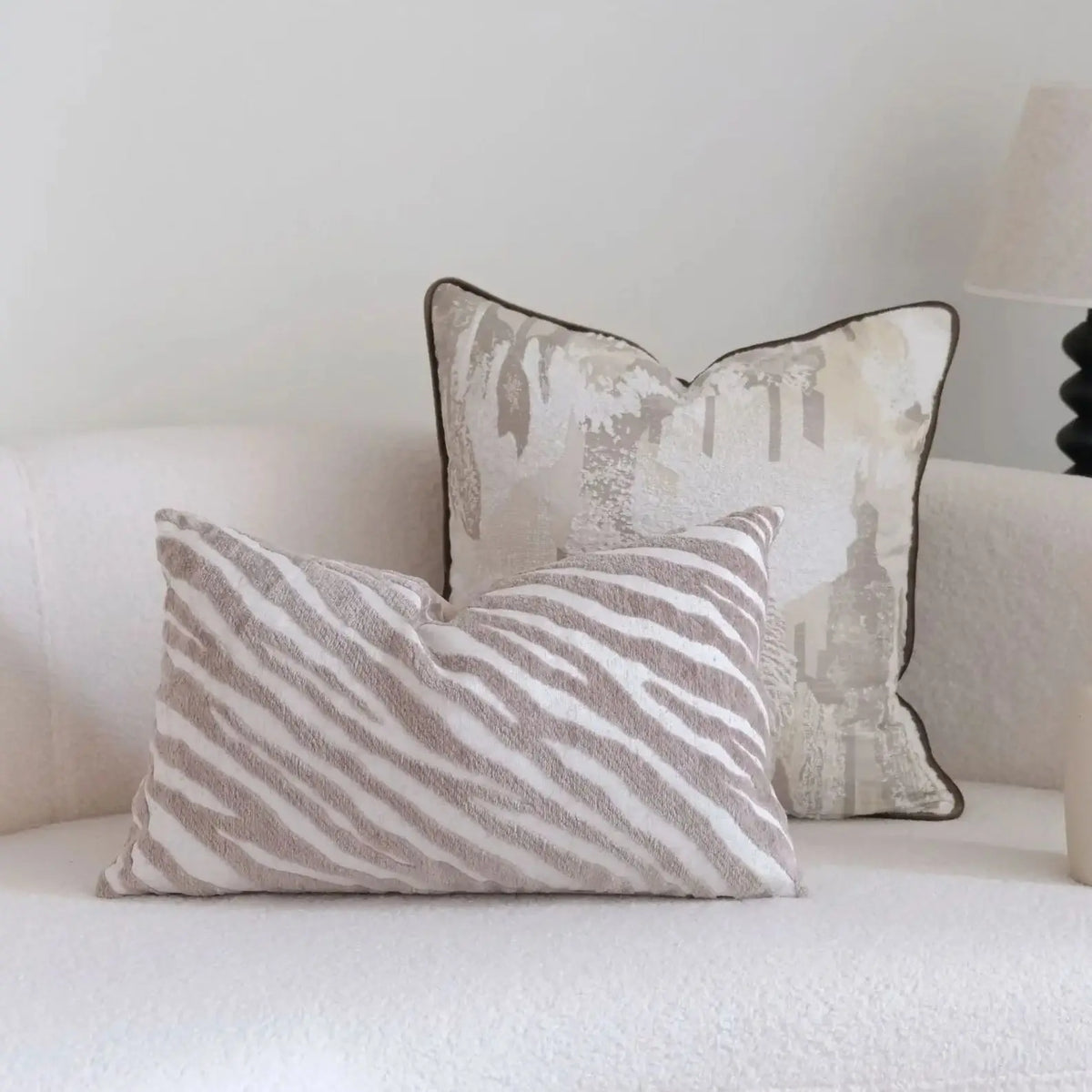 Abstract Brushstroke Throw Pillow Cover — styling detail