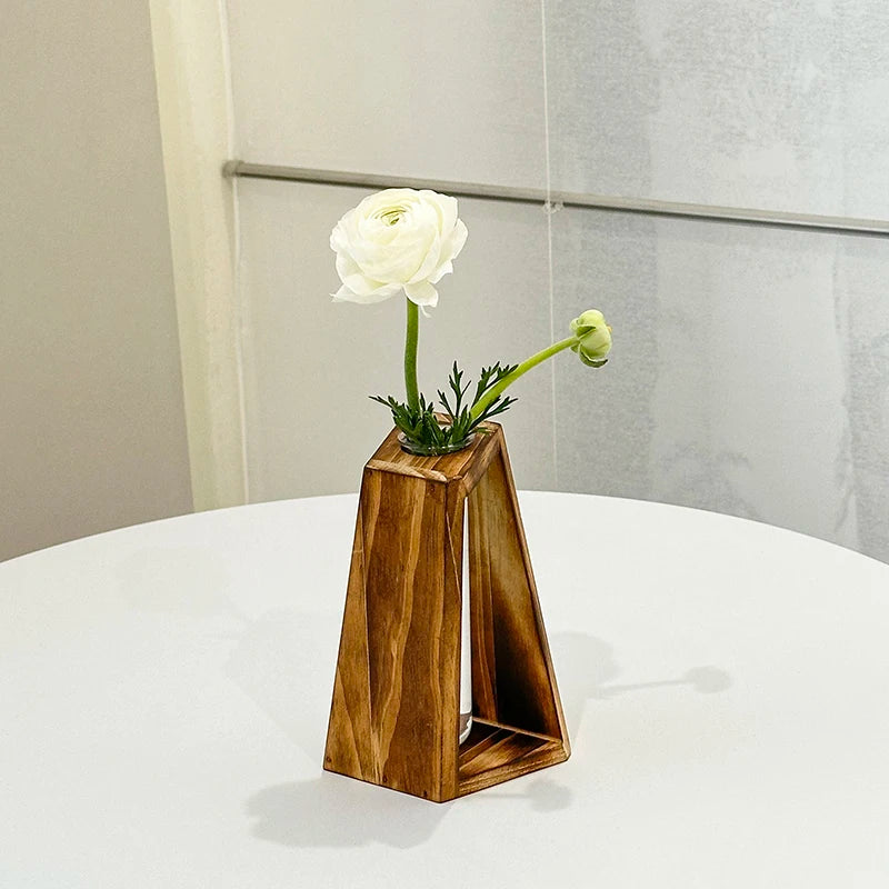 Two wooden frame hydroponic vases in styles 61 and 62 displayed together