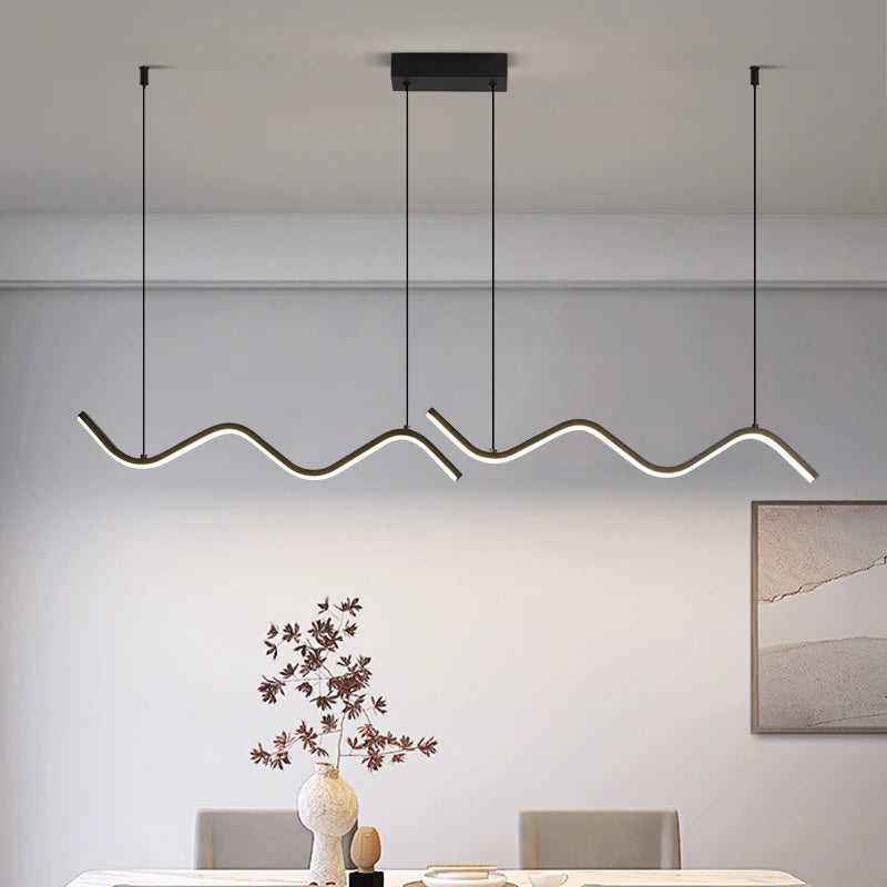 Silicone strip linear chandelier forming a continuous 90 centimetre light line