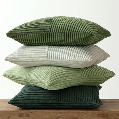 Striped Corduroy Throw Pillow Cover — styling detail