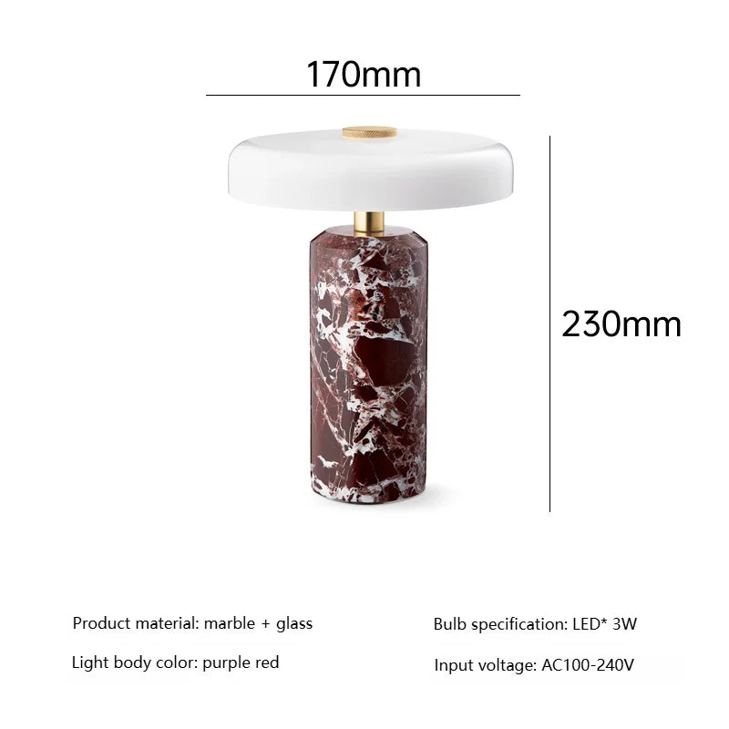 USB charging port detail on marble touch table lamp close-up