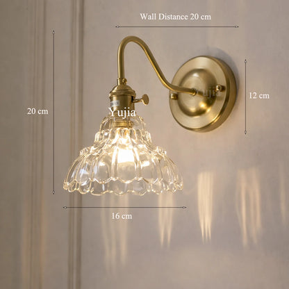 Nordic Brass Glass Switch Wall Sconce