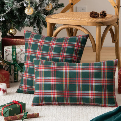 Christmas Plaid Throw Pillow Cover — styling detail
