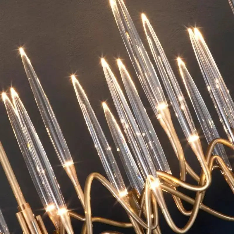 Copper branch chandelier with bubble acrylic shades on an iron frame