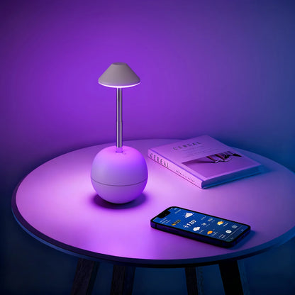 Remote table lamp three colour variants green red pink displayed
