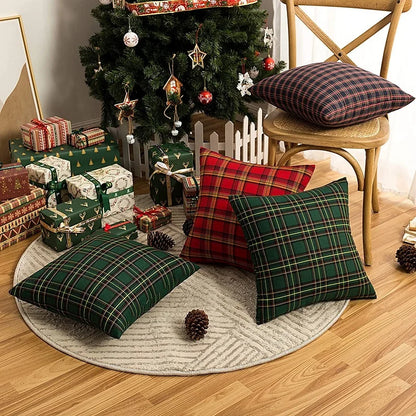 Christmas Plaid Throw Pillow Cover — styling detail