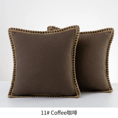 Burlap Linen Farmhouse Pillow Cover — styling detail