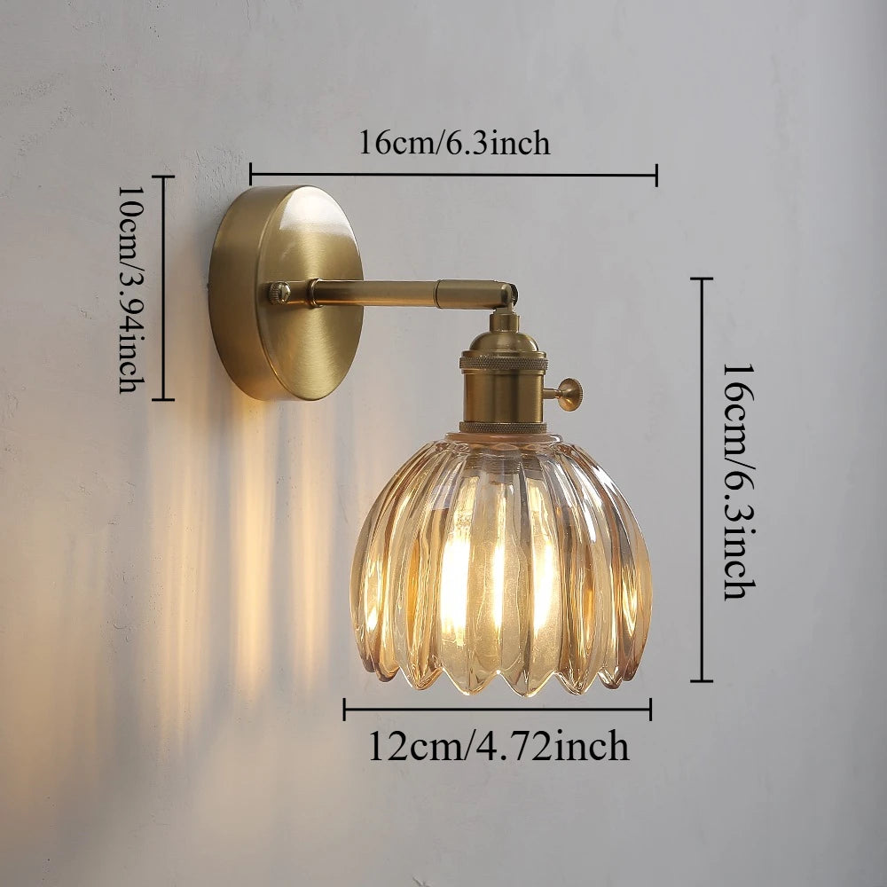 Nordic Green Tulip Glass Wall Sconce
