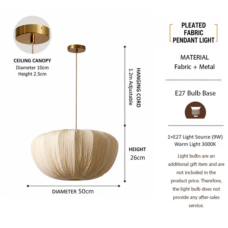 Type A fabric chandelier supplied with a complimentary E27 warm light bulb