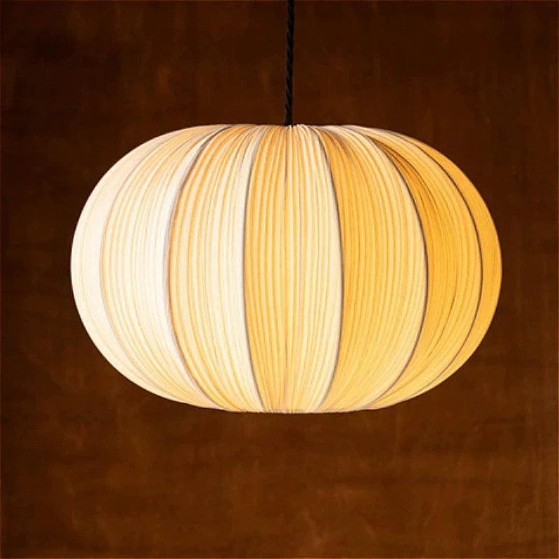 White pleated cloth chandelier at 40 centimetres diameter