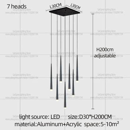 Fifteen head staircase chandelier with a 118.1 in cord pendant drop