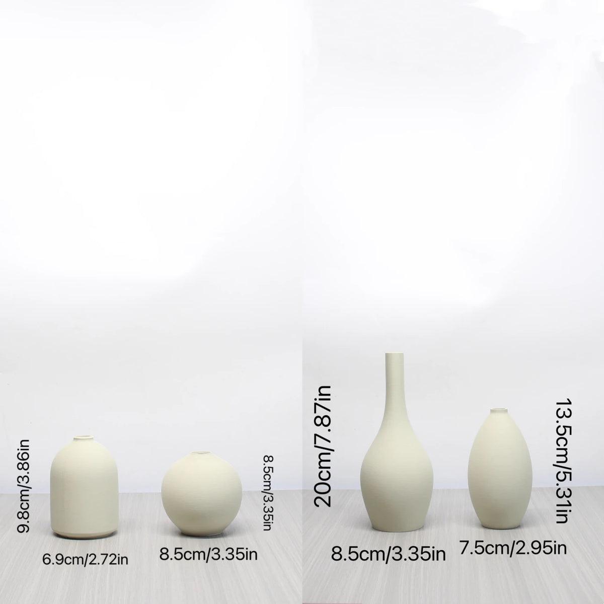 4-piece minimalist art vase set in white and black farmhouse décor