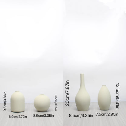4-piece minimalist art vase set in white and black farmhouse décor