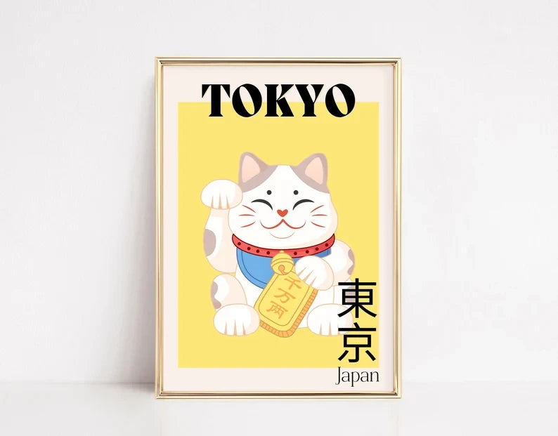 Black Piano Fortune Cat Canvas Wall Art