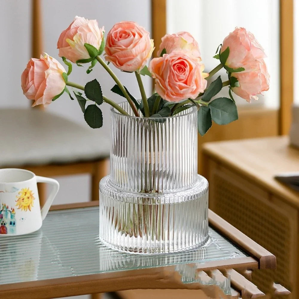 Nordic retro textured glass vase hydroponic flower arrangement