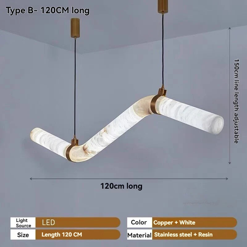 Style A wave faux alabaster chandelier with a shallow curved profile