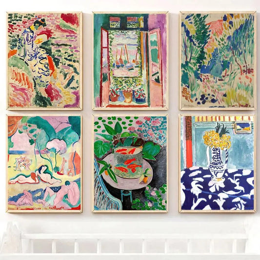 Matisse Inspired Retro Abstract Canvas Wall Art