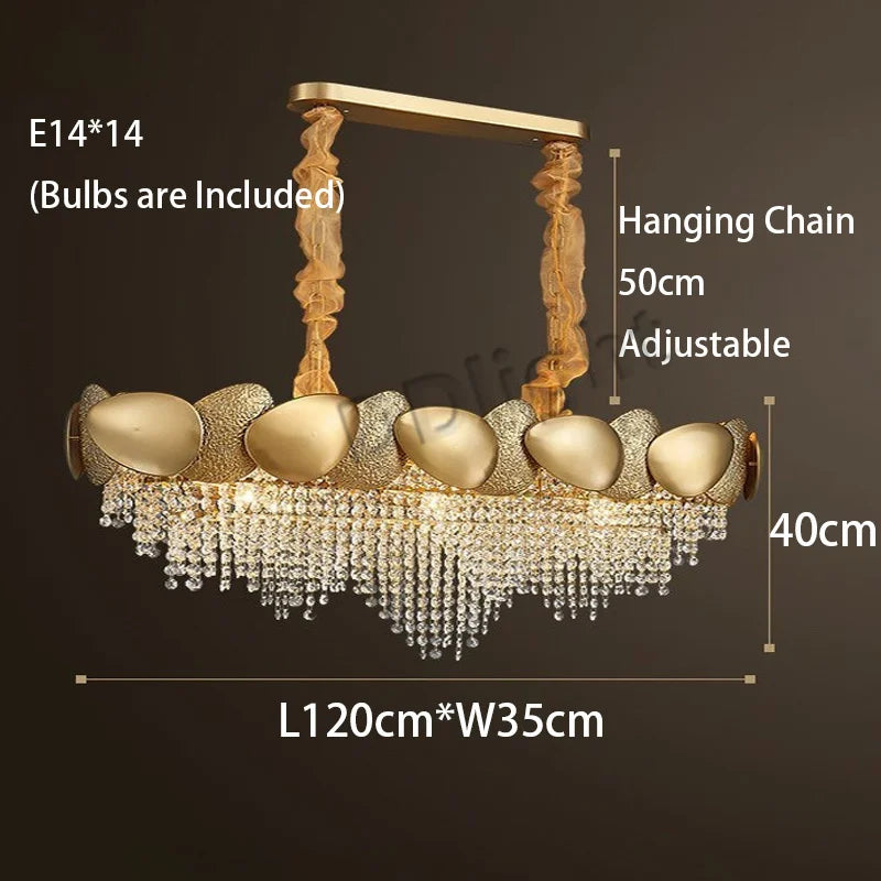 Dimmable crystal tassel chandelier with a 3000K to 6000K color range