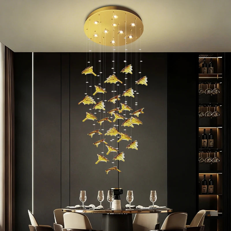 Maple Leaf Glass Chandelier