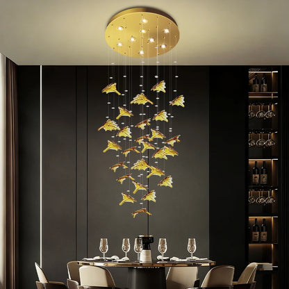 Maple Leaf Glass Chandelier