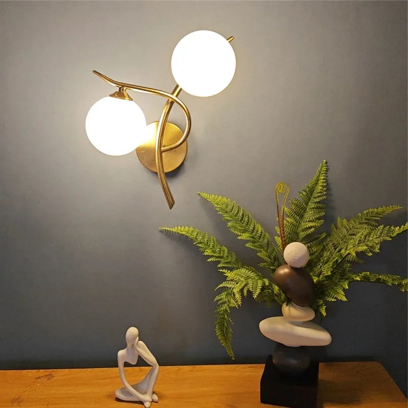 glass wall sconce, side profile showing mounting depth