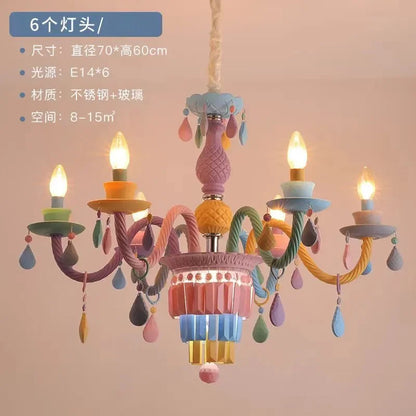 Flush ceiling macaron glass chandelier with five frosted shades