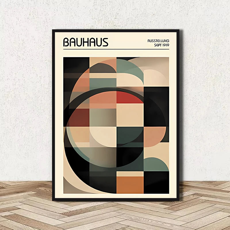 Abstract Bauhaus Geometric Line Art Canvas Wall Art