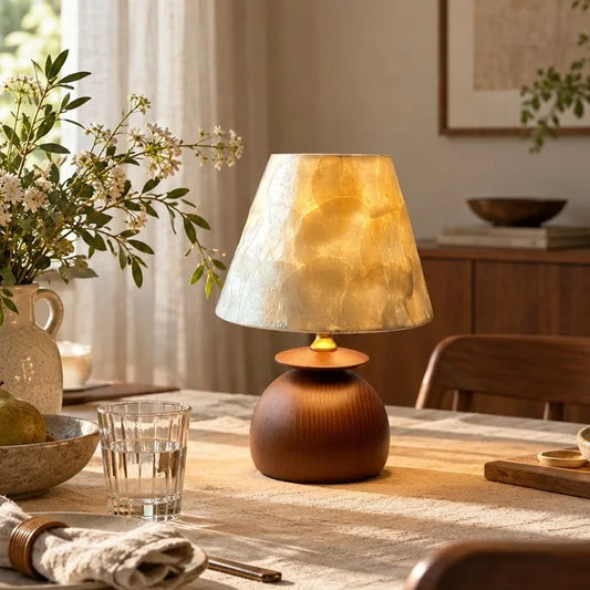 Retro shell shade table lamp warm light AU plug bedroom display