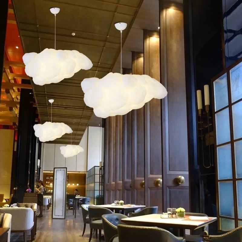White cloud chandelier at 70.9 in long on a 78.7 in hanging wire