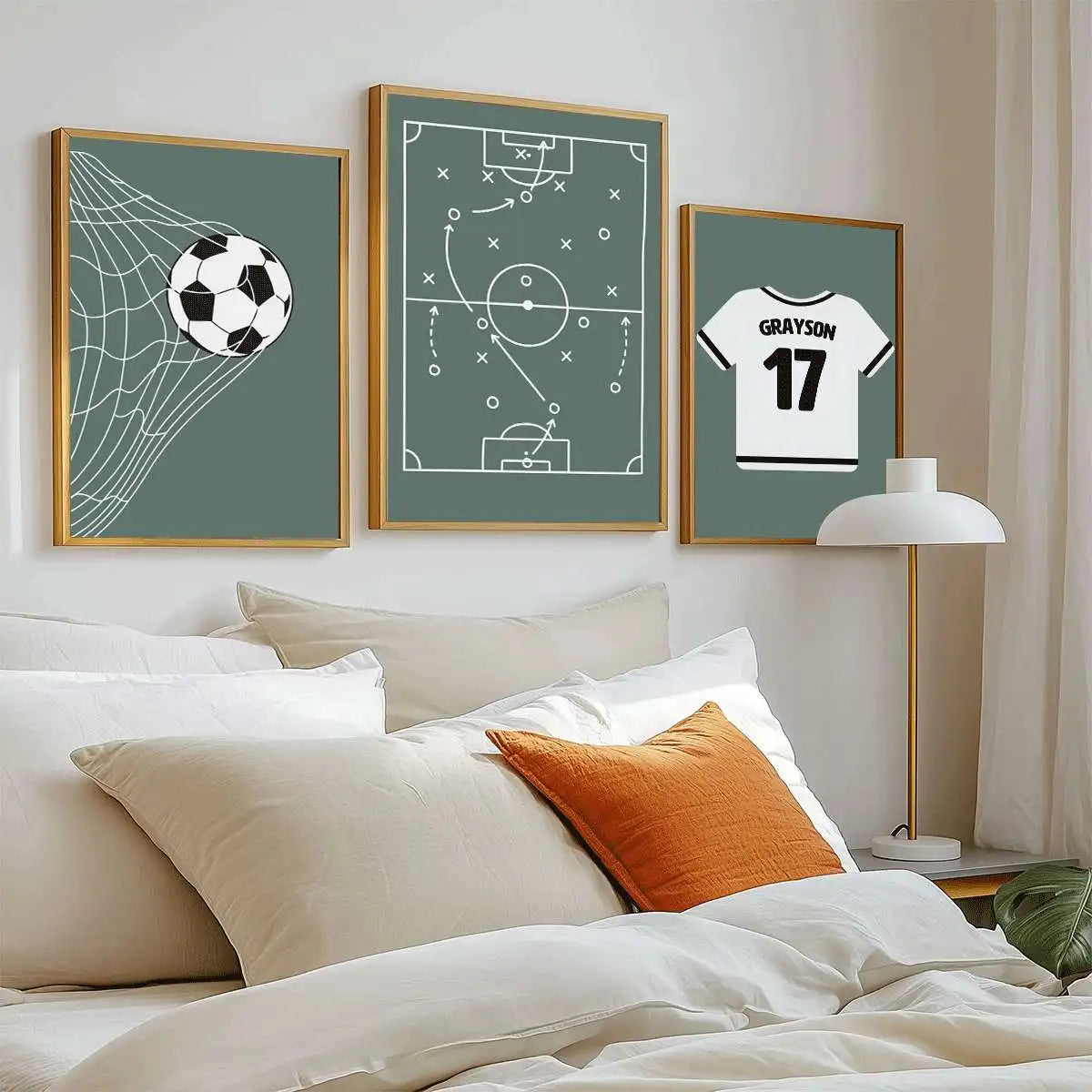 Custom Name Soccer 3-Piece Canvas Wall Art Set