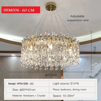 Crystal ring chandelier in chrome, 23.6 inch circle, with cold white light