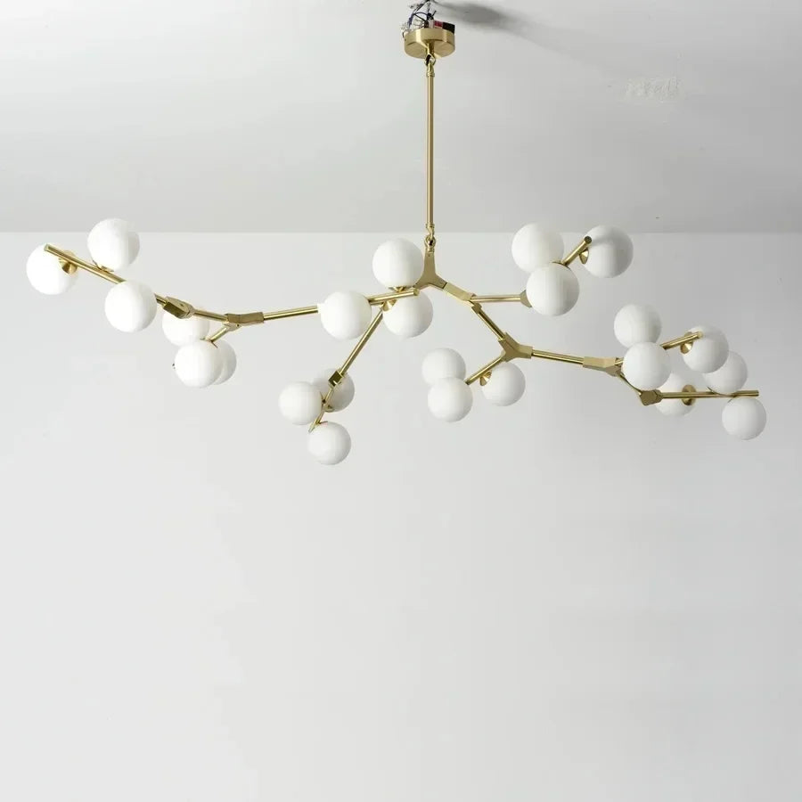 Eighteen head glass ball chandelier with spreading iron branches