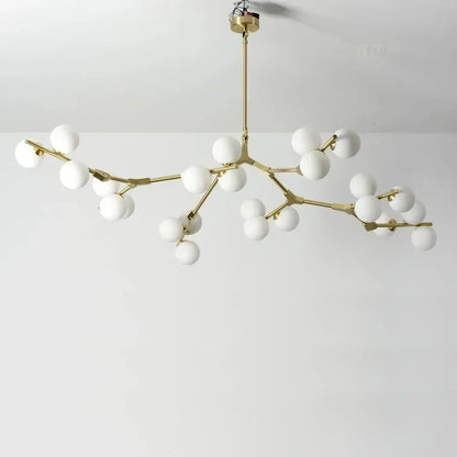Eighteen head glass ball chandelier with spreading iron branches