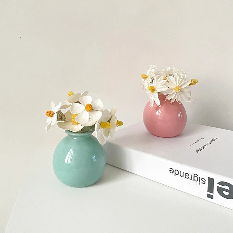 Close-up of ceramic mini vase texture matte finish detail