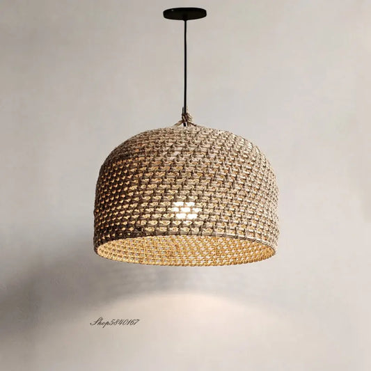 Hemp Rope Rattan Pendant Light