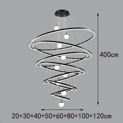Four ring black chandelier on cord pendant mounting, assembly required