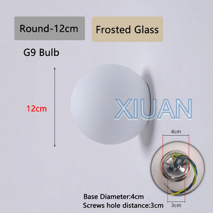 French Bauhaus Glass Ball Wall Sconce