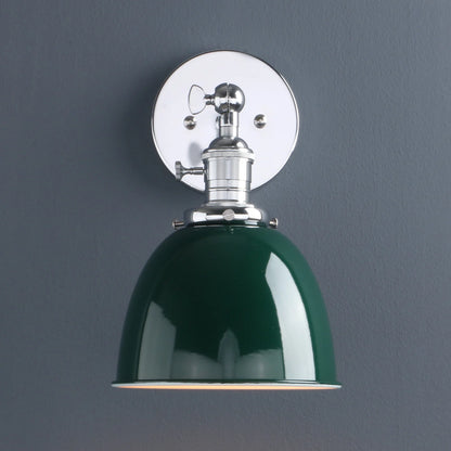 Matte Black Metal Dome Wall Sconce