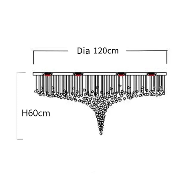 Clear crystal stone chandelier at 39.4 in across on stainless steel