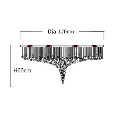 Clear crystal stone chandelier at 39.4 in across on stainless steel