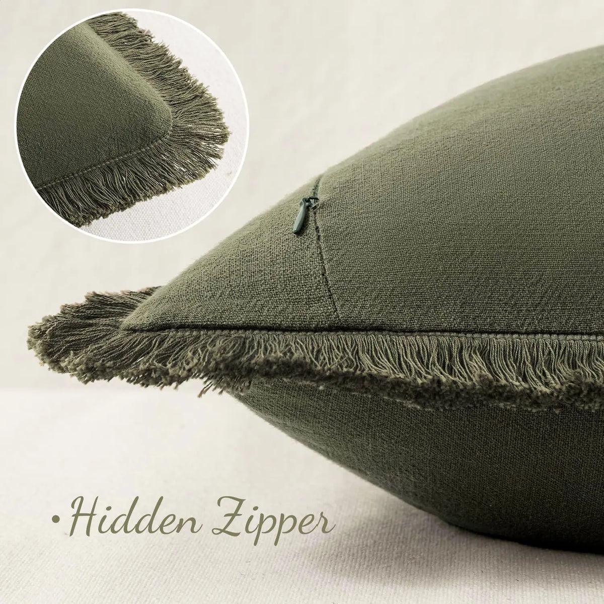 Linen Tassel Lumbar Pillow Cover — styling detail