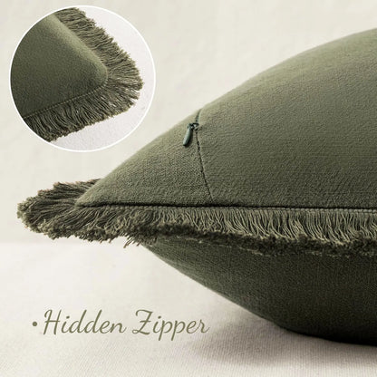 Linen Tassel Lumbar Pillow Cover — styling detail