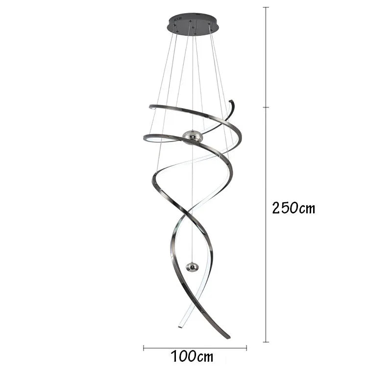 Geometric staircase chandelier offered in black, gold and rose gold finishes
