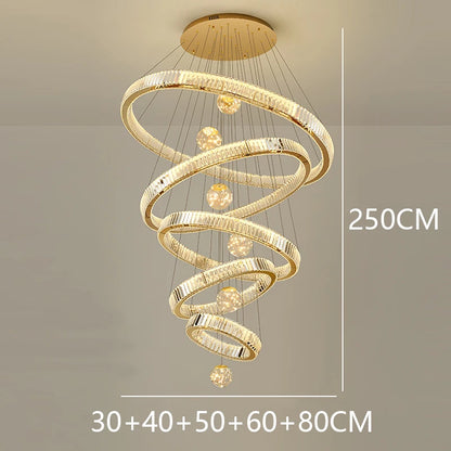 Four ring crystal chandelier in gold, wired for 90 to 260V