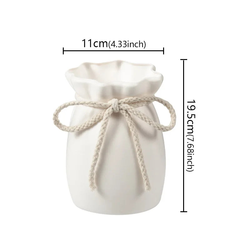 Bow design plastic vase modern art piece for home decor