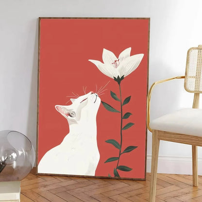 Colorful Cat Interior Canvas Wall Art
