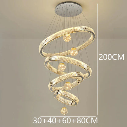 Remote dimming crystal ring chandelier shifting its color temperature