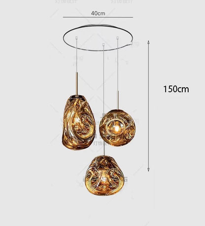 Remote dimming glass chandelier adjusting its color temperature