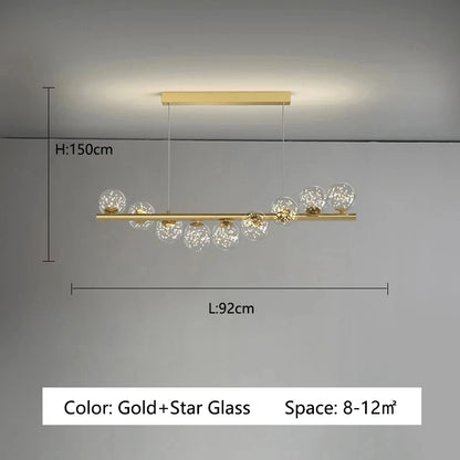 Scattered glass shade chandelier for a kitchen island or dining table above
