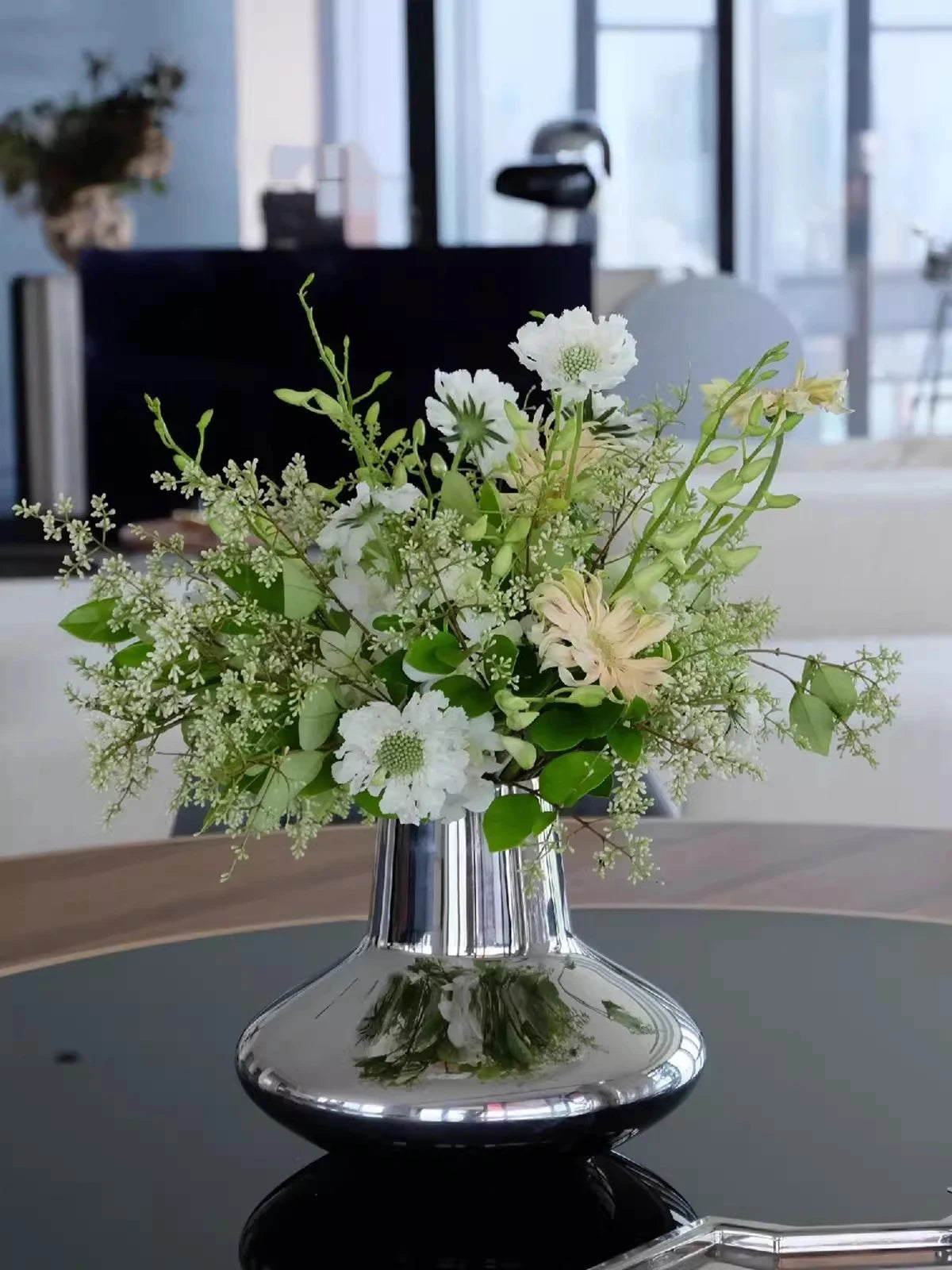 Creative stainless steel mirror circle vase luxury home décor